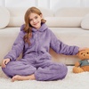 image:imageFlygo Girls Fleece Jumpsuits Fuzzy Hooded Onesie Rompers Kids Zip One Piece Romper Costume Warm Winter Clothes 514 YearsPurple