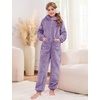 image:imageFlygo Girls Fleece Jumpsuits Fuzzy Hooded Onesie Rompers Kids Zip One Piece Romper Costume Warm Winter Clothes 514 YearsPurple