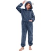 image:imageFlygo Girls Fleece Jumpsuits Fuzzy Hooded Onesie Rompers Kids Zip One Piece Romper Costume Warm Winter Clothes 514 YearsNavy