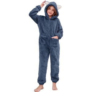 image:imageFlygo Girls Fleece Jumpsuits Fuzzy Hooded Onesie Rompers Kids Zip One Piece Romper Costume Warm Winter Clothes 514 YearsNavy