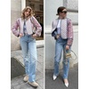 image:imageWomens Floral Print Quilted Jacket Lightweight Cropped Long Sleeve Short Down JacketPink