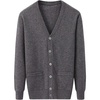 image:imageFlygo Mens V Neck 100 Cashmere Cardigan SweaterGrey