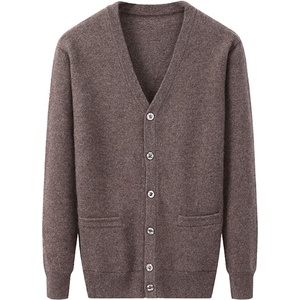image:imageFlygo Mens V Neck 100 Cashmere Cardigan SweaterKhaki
