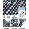 image:imageFlygo Cotton Gingham Nightgowns for Women Crewneck Long Sleeve Button Down Sleepwear Ruffled House Pajama Dress with PocketsBlack