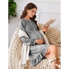 image:imageFlygo Cotton Gingham Nightgowns for Women Crewneck Long Sleeve Button Down Sleepwear Ruffled House Pajama Dress with PocketsBlack