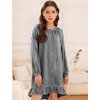 image:imageFlygo Cotton Gingham Nightgowns for Women Crewneck Long Sleeve Button Down Sleepwear Ruffled House Pajama Dress with PocketsBlack
