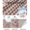 image:imageFlygo Cotton Gingham Nightgowns for Women Crewneck Long Sleeve Button Down Sleepwear Ruffled House Pajama Dress with PocketsBrown