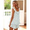 image:imageFlygo Cotton Pajamas for Women Set Floral Pajama Sets Ruffle Cami Top and Shorts Cute Summer Outfits Y2K SleepwearLight Blue