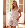 image:imageFlygo Cotton Pajamas for Women Set Floral Pajama Sets Ruffle Cami Top and Shorts Cute Summer Outfits Y2K SleepwearPink