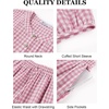 image:imageFlygo Gingham Cotton Pajamas for Women Set 2 Piece Plaid Puff Short Sleeve Henley Top and Long Pants Pjs Lounge SetsPink