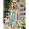 image:imageFlygo Nightgowns for Women Cotton Ruffle Sleepwear House Dresses Gingham Sleeveless Night Gown Sleep Dress with PocketsBean Green