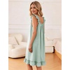 image:imageFlygo Nightgowns for Women Cotton Ruffle Sleepwear House Dresses Gingham Sleeveless Night Gown Sleep Dress with PocketsBean Green