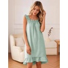 image:imageFlygo Nightgowns for Women Cotton Ruffle Sleepwear House Dresses Gingham Sleeveless Night Gown Sleep Dress with PocketsBean Green