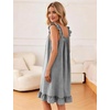 image:imageFlygo Nightgowns for Women Cotton Ruffle Sleepwear House Dresses Gingham Sleeveless Night Gown Sleep Dress with PocketsBlack