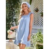 image:imageFlygo Nightgowns for Women Cotton Ruffle Sleepwear House Dresses Gingham Sleeveless Night Gown Sleep Dress with PocketsBlue