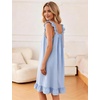 image:imageFlygo Nightgowns for Women Cotton Ruffle Sleepwear House Dresses Gingham Sleeveless Night Gown Sleep Dress with PocketsBlue