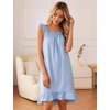 image:imageFlygo Nightgowns for Women Cotton Ruffle Sleepwear House Dresses Gingham Sleeveless Night Gown Sleep Dress with PocketsBlue