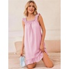 image:imageFlygo Nightgowns for Women Cotton Ruffle Sleepwear House Dresses Gingham Sleeveless Night Gown Sleep Dress with PocketsPink