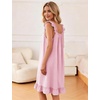 image:imageFlygo Nightgowns for Women Cotton Ruffle Sleepwear House Dresses Gingham Sleeveless Night Gown Sleep Dress with PocketsPink