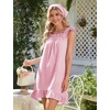 image:imageFlygo Nightgowns for Women Cotton Ruffle Sleepwear House Dresses Gingham Sleeveless Night Gown Sleep Dress with PocketsPink