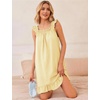 image:imageFlygo Nightgowns for Women Cotton Ruffle Sleepwear House Dresses Gingham Sleeveless Night Gown Sleep Dress with PocketsYellow