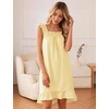 image:imageFlygo Nightgowns for Women Cotton Ruffle Sleepwear House Dresses Gingham Sleeveless Night Gown Sleep Dress with PocketsYellow