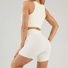 image:imageFlygo Womens 2 Piece Workout Sets Ribbed Crop Tank Top High Waist Shorts Gym Yoga OutfitsBeige