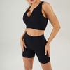 image:imageFlygo Womens 2 Piece Workout Sets Ribbed Crop Tank Top High Waist Shorts Gym Yoga OutfitsBlack