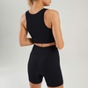 image:imageFlygo Womens 2 Piece Workout Sets Ribbed Crop Tank Top High Waist Shorts Gym Yoga OutfitsBlack