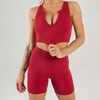 image:imageFlygo Womens 2 Piece Workout Sets Ribbed Crop Tank Top High Waist Shorts Gym Yoga OutfitsWinered