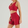 image:imageFlygo Womens 2 Piece Workout Sets Ribbed Crop Tank Top High Waist Shorts Gym Yoga OutfitsWinered