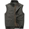 image:imageFlygo Mens Warm Fleece Padded Full Zip Up MultiPocket Outdoor Lightweight Vest XLarge Army Green