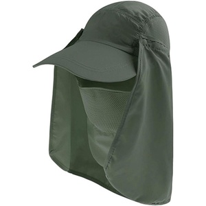 image:imageFlygo Mens Womens Outdoor 360 Sun Protection Fishing Cap  Removable Neck amp Face Flap Cover Caps One Size Army Green
