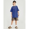 image:imageFlygo 3 Pack Boys Girls TShirts Cotton Acid Washed Oversized Tee Shirts Kids Loose Short Sleeve Summer Basic T Shirt TopsDark Blue