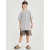 image:imageFlygo 3 Pack Boys Girls TShirts Cotton Acid Washed Oversized Tee Shirts Kids Loose Short Sleeve Summer Basic T Shirt TopsLight Grey