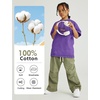image:imageFlygo 3 Pack Boys Girls TShirts Cotton Acid Washed Oversized Tee Shirts Kids Loose Short Sleeve Summer Basic T Shirt TopsPurple