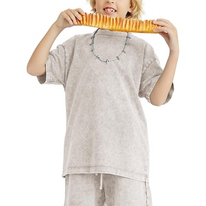 image:imageFlygo 3 Pack Boys Girls TShirts Cotton Acid Washed Oversized Tee Shirts Kids Loose Short Sleeve Summer Basic T Shirt TopsBeige