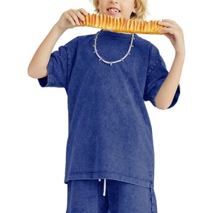 image:imageFlygo 3 Pack Boys Girls TShirts Cotton Acid Washed Oversized Tee Shirts Kids Loose Short Sleeve Summer Basic T Shirt TopsDark Blue