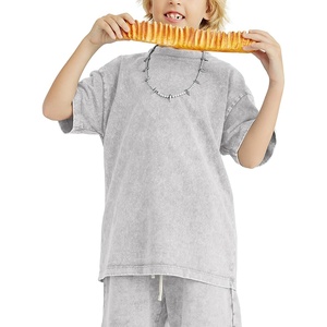 image:imageFlygo 3 Pack Boys Girls TShirts Cotton Acid Washed Oversized Tee Shirts Kids Loose Short Sleeve Summer Basic T Shirt TopsLight Grey