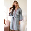 image:imageFlygo Cotton Robes for Women Gauze Kimono Robe Bathrobe Floral Jacquard Japanese Yukata Sleepwear Nightgowns LoungewearBlue