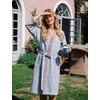 image:imageFlygo Cotton Robes for Women Gauze Kimono Robe Bathrobe Floral Jacquard Japanese Yukata Sleepwear Nightgowns LoungewearBlue