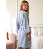image:imageFlygo Cotton Robes for Women Gauze Kimono Robe Bathrobe Floral Jacquard Japanese Yukata Sleepwear Nightgowns LoungewearBlue