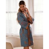 image:imageFlygo Cotton Robes for Women Gauze Kimono Robe Bathrobe Floral Jacquard Japanese Yukata Sleepwear Nightgowns LoungewearDark Blue