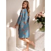 image:imageFlygo Cotton Robes for Women Gauze Kimono Robe Bathrobe Floral Jacquard Japanese Yukata Sleepwear Nightgowns LoungewearDark Blue