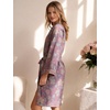 image:imageFlygo Cotton Robes for Women Gauze Kimono Robe Bathrobe Floral Jacquard Japanese Yukata Sleepwear Nightgowns LoungewearDark Purple