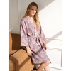 image:imageFlygo Cotton Robes for Women Gauze Kimono Robe Bathrobe Floral Jacquard Japanese Yukata Sleepwear Nightgowns LoungewearDark Purple