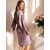 image:imageFlygo Cotton Robes for Women Gauze Kimono Robe Bathrobe Floral Jacquard Japanese Yukata Sleepwear Nightgowns LoungewearDark Purple