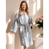 image:imageFlygo Cotton Robes for Women Gauze Kimono Robe Bathrobe Floral Jacquard Japanese Yukata Sleepwear Nightgowns LoungewearGrey