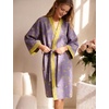 image:imageFlygo Cotton Robes for Women Gauze Kimono Robe Bathrobe Floral Jacquard Japanese Yukata Sleepwear Nightgowns LoungewearPurple