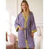 image:imageFlygo Cotton Robes for Women Gauze Kimono Robe Bathrobe Floral Jacquard Japanese Yukata Sleepwear Nightgowns LoungewearPurple